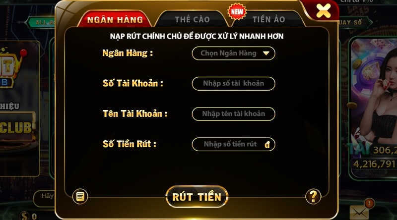 Rút tiền Hitclub an toàn với phương thức ngân hàng