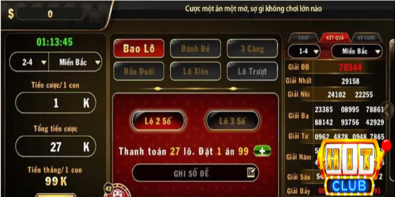 Lô đề Hitclub có nhiều hình thức đánh